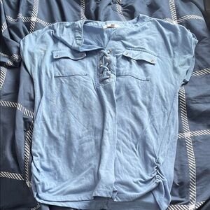 Light Blue Lace-Up Top